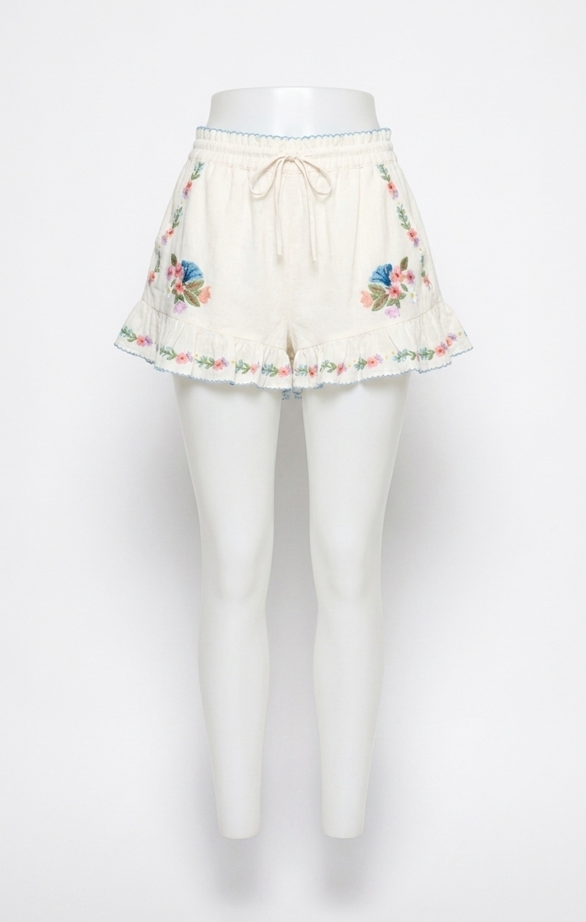 NEW SHOW ME YOUR MUMU cannes shorts in wild meadow embroidery